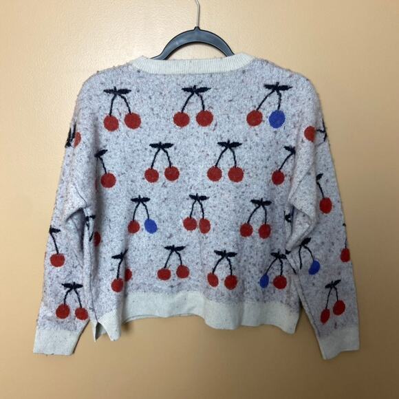 Madewell Cherry Jacquard Pullover Sweater wool blend knit cozy large - Picture 10 of 10